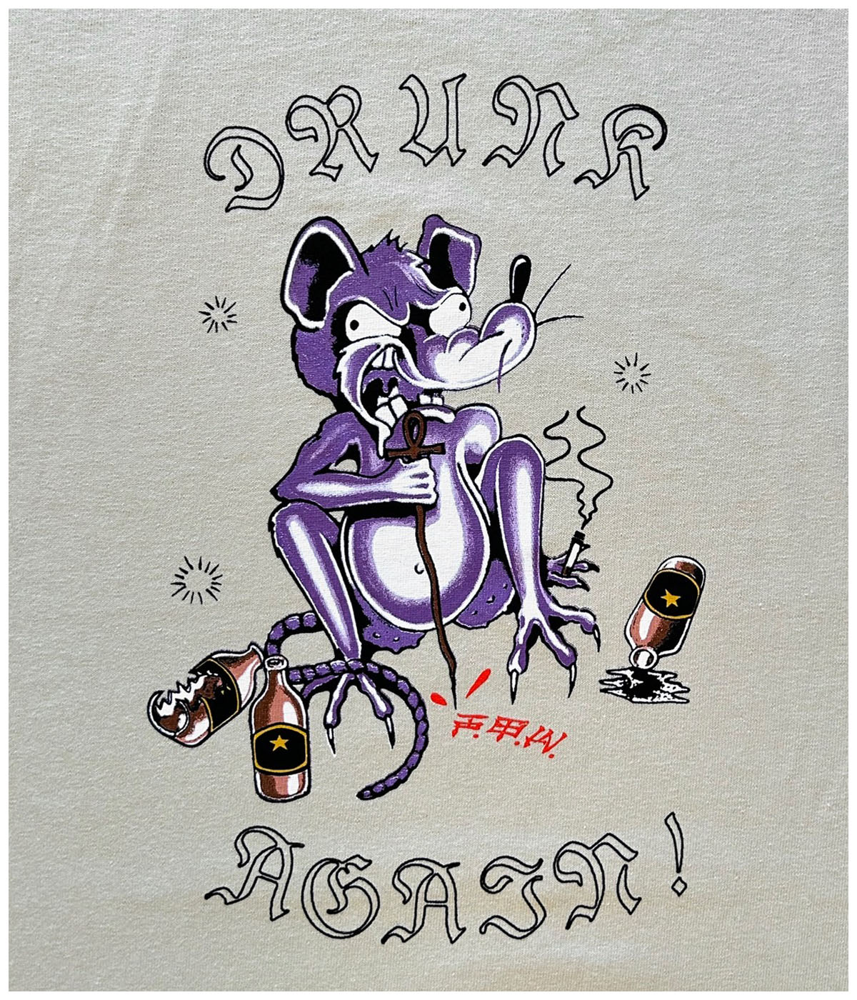 DRUNK AGAIN T SHIRTS【BEIGE】