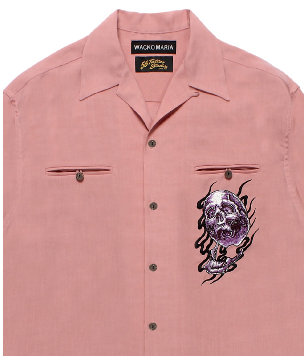 56 TATTOO STUDIO / 50'S OPEN COLLAR SHIRT【PINK】