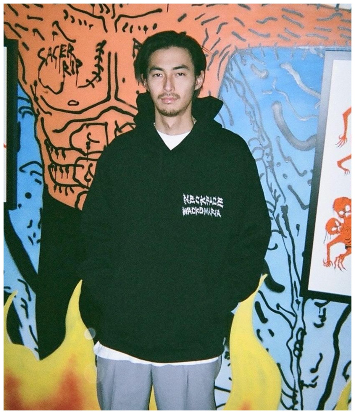 NECK FACE / HEAVY WEIGHT HOODED SWEAT SHIRT【BLACK】｜WACKO MARIA