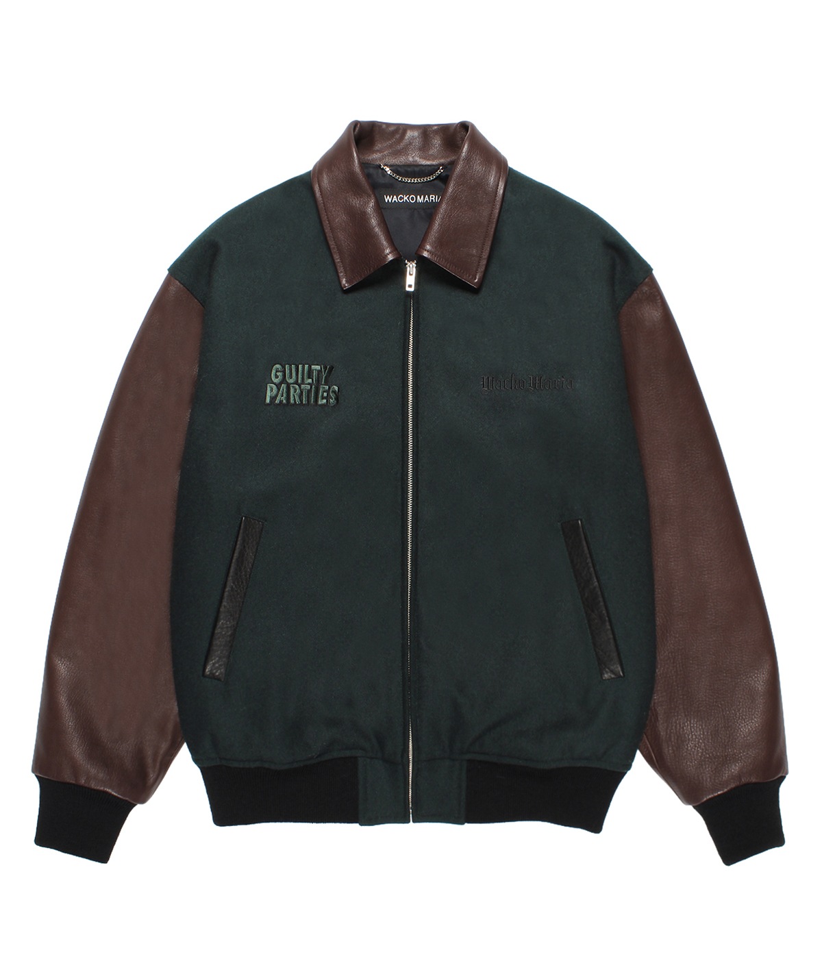 LEATHER VARSITY JACKET (TYPE-2)【GREEN】｜WACKO MARIA｜MELTING POT