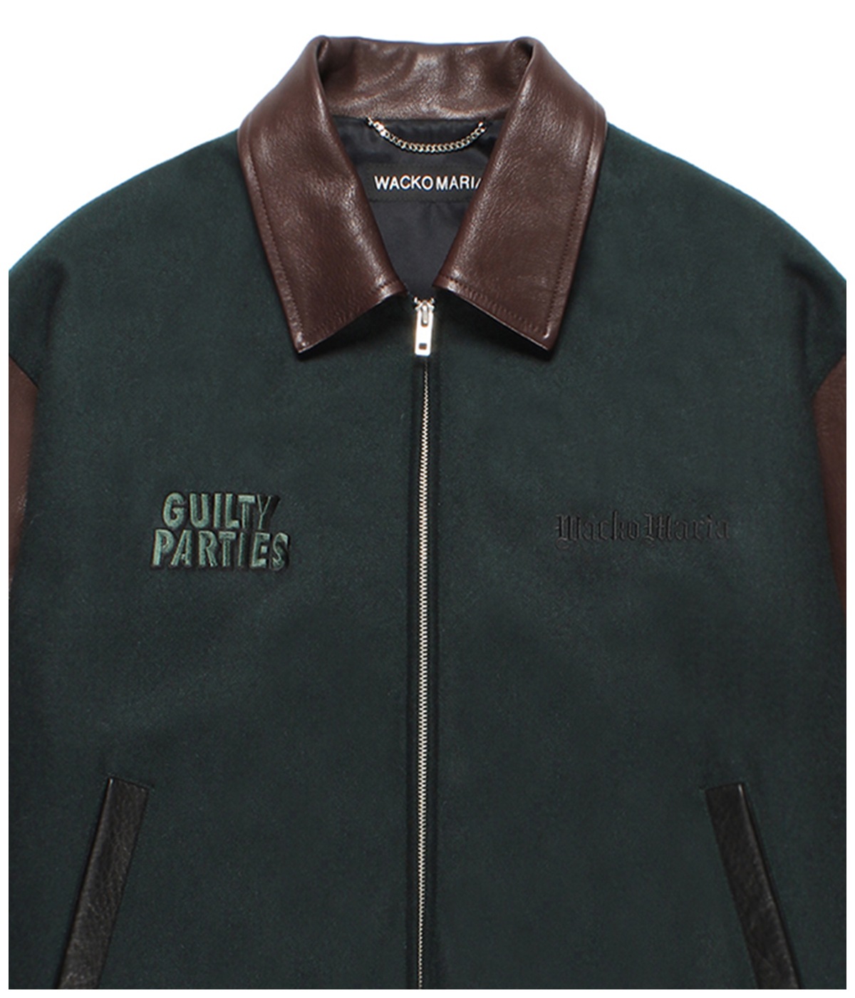 LEATHER VARSITY JACKET (TYPE-2)【GREEN】｜WACKO MARIA｜MELTING POT