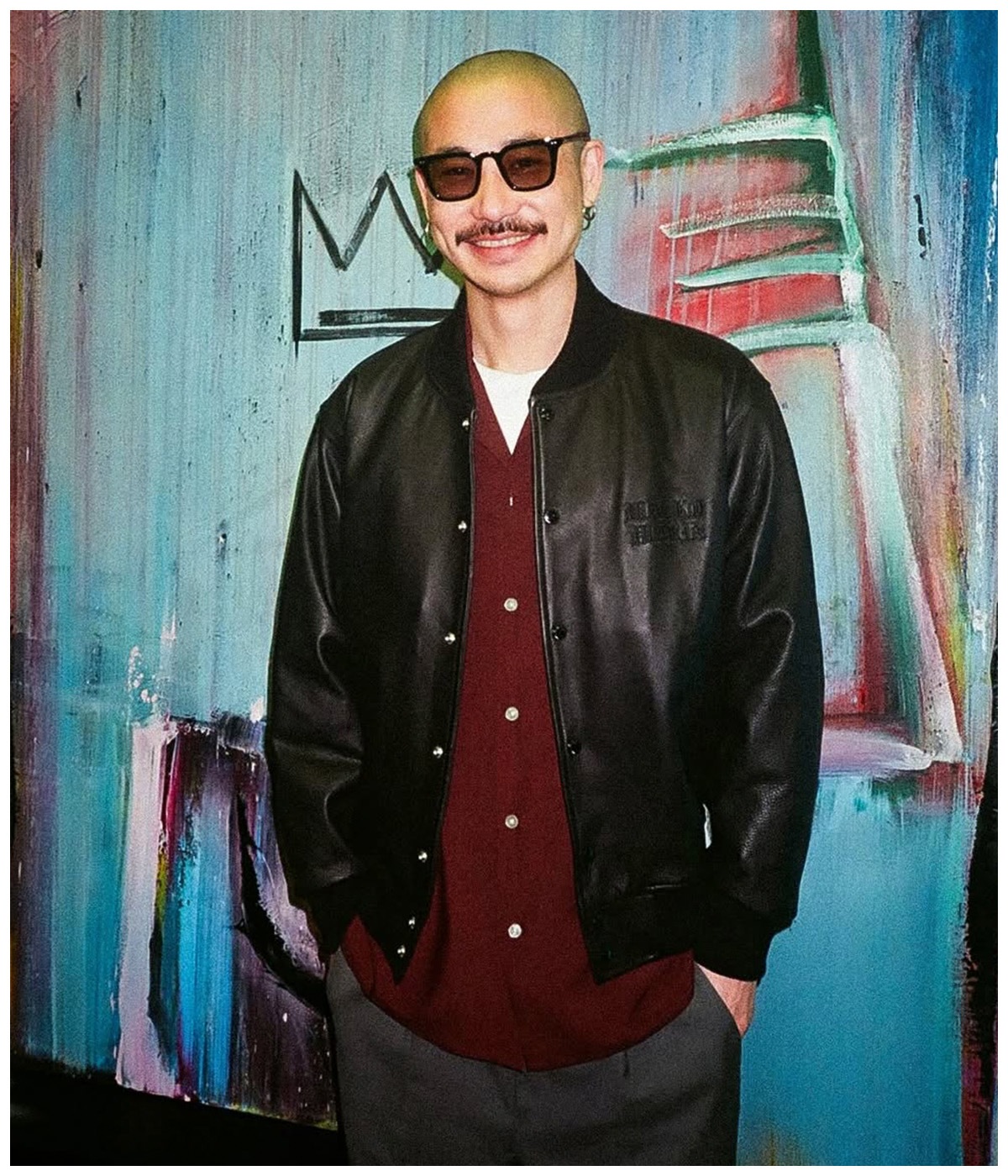 LEATHER VARSITY JACKET (TYPE-2)【BLACK】