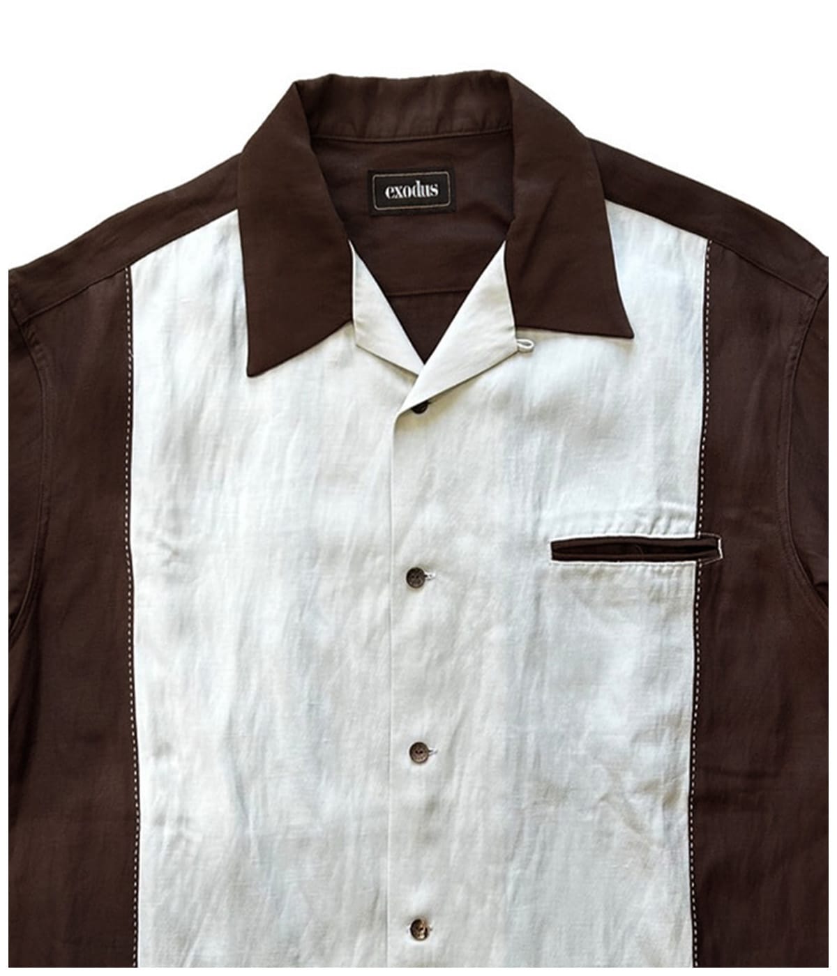 トップス EXODUS 2TONE OPEN COLLAR 2TONE OPEN COLLAR SHIRTS【GRAY×WHITE】｜EXODUS｜MELTING POT