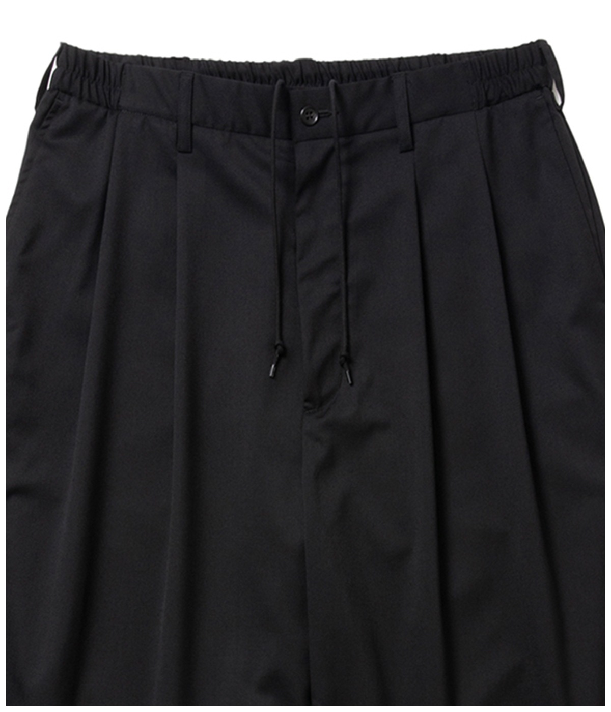 Comfort Merino Saxony Shin Cut Wide Easy Trousers【BLACK】