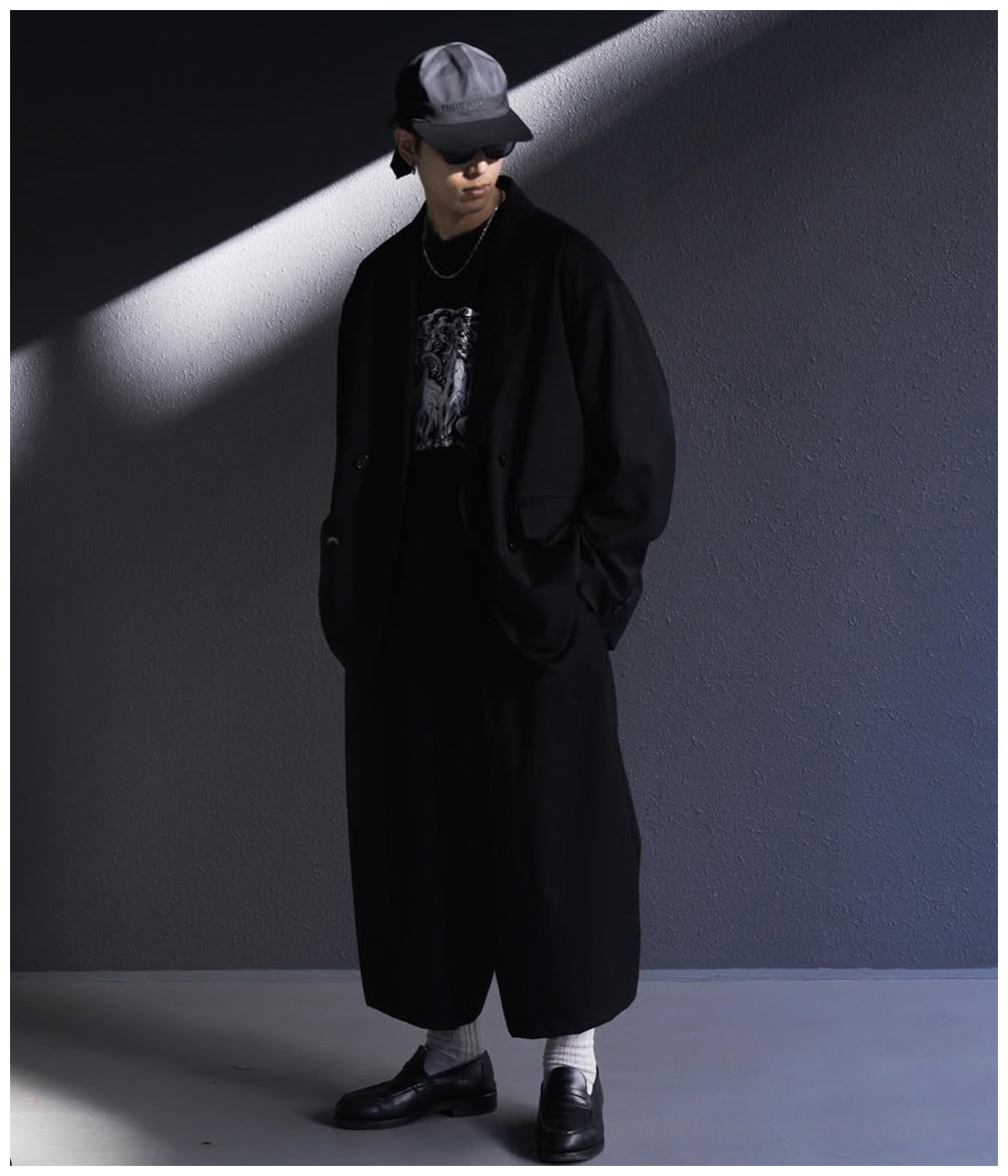 Comfort Merino Saxony Shin Cut Wide Easy Trousers【BLACK】