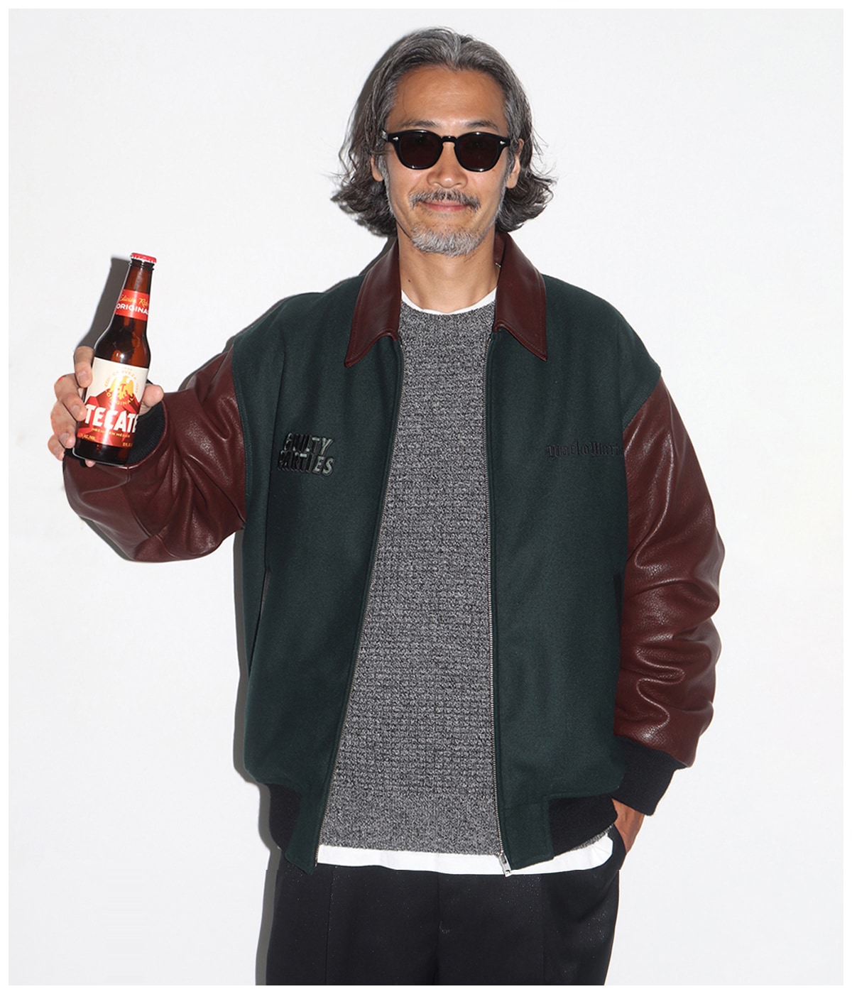 LEATHER VARSITY JACKET (TYPE-1)【GREEN】