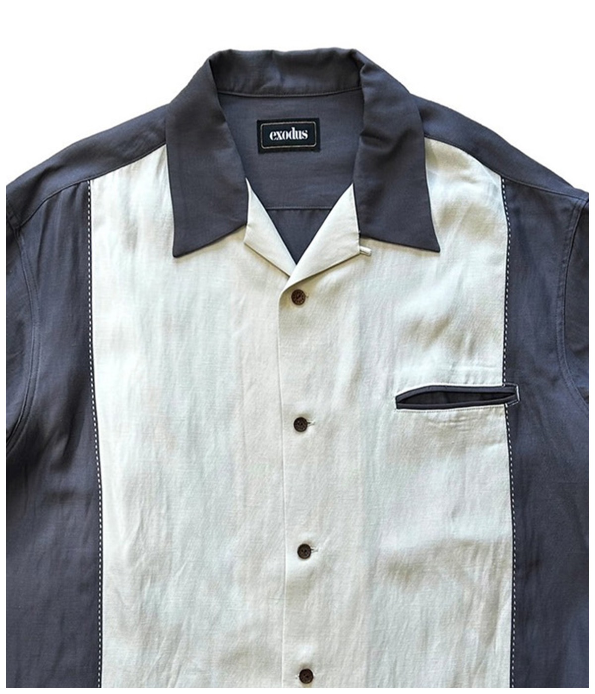 2TONE OPEN COLLAR SHIRTS【GRAY×WHITE】