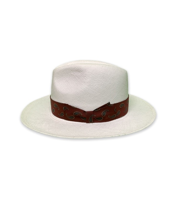 HAT-04-JOHNNY-WHITE-BRISA(G4)【PAISLEY RIBBON】