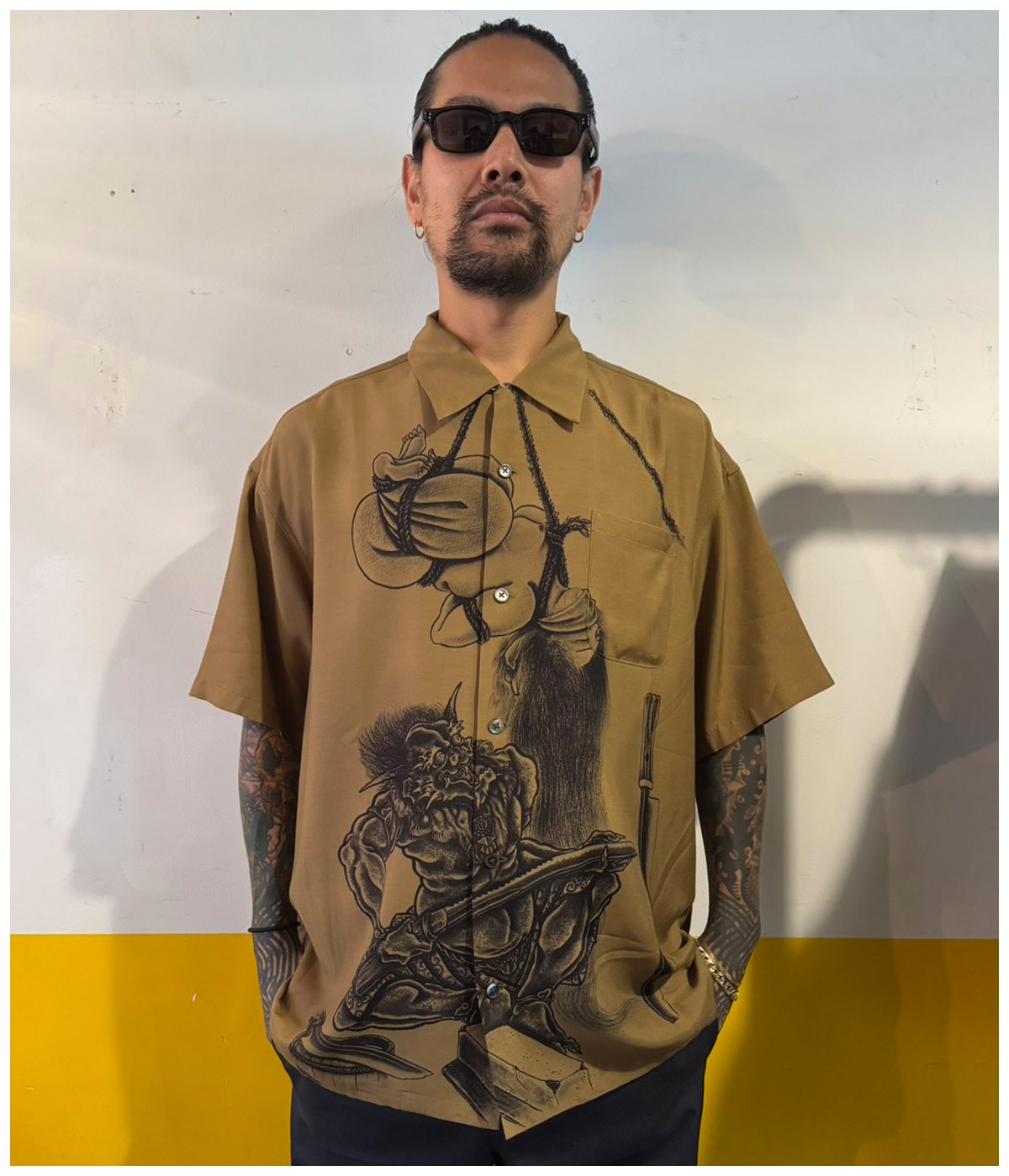 百鬼図HAWAIIAN SHIRT【BROWN】｜exodus brand™｜MELTING POT（正規