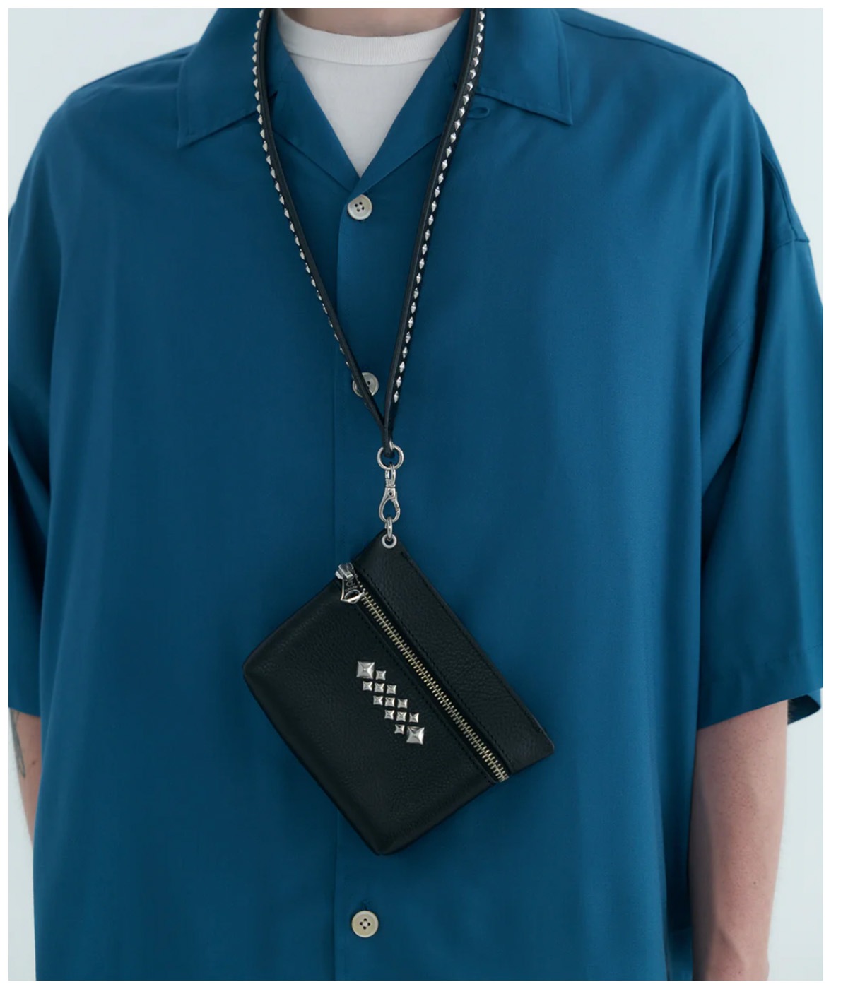 STUDS LEATHER ZIP POUCH【BLACK】｜CALEE｜MELTING POT（正規取扱店 