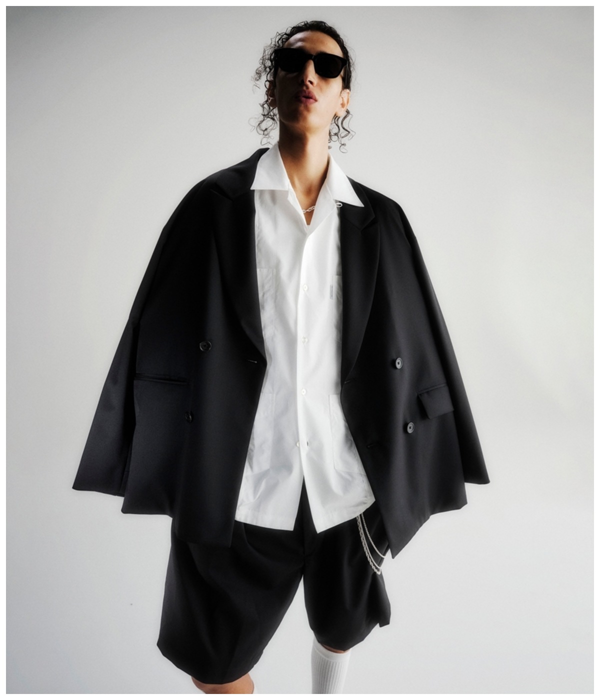 極美品⁂センソユニコ⁂メフウ⁂ドルマンジャケット　ドット　総柄　羽織　2024 Comfort Merino Saxony Double Breasted Jacket【BLACK】｜COOTIE