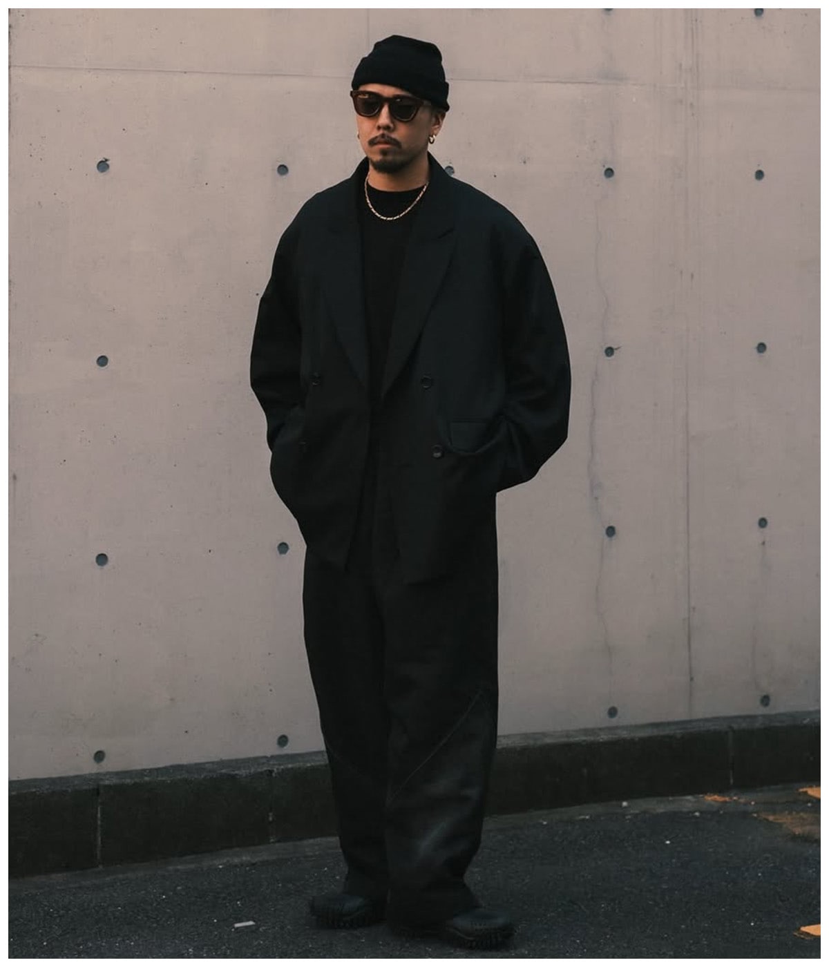 Comfort Merino Saxony Double Breasted Jacket【BLACK】｜COOTIE