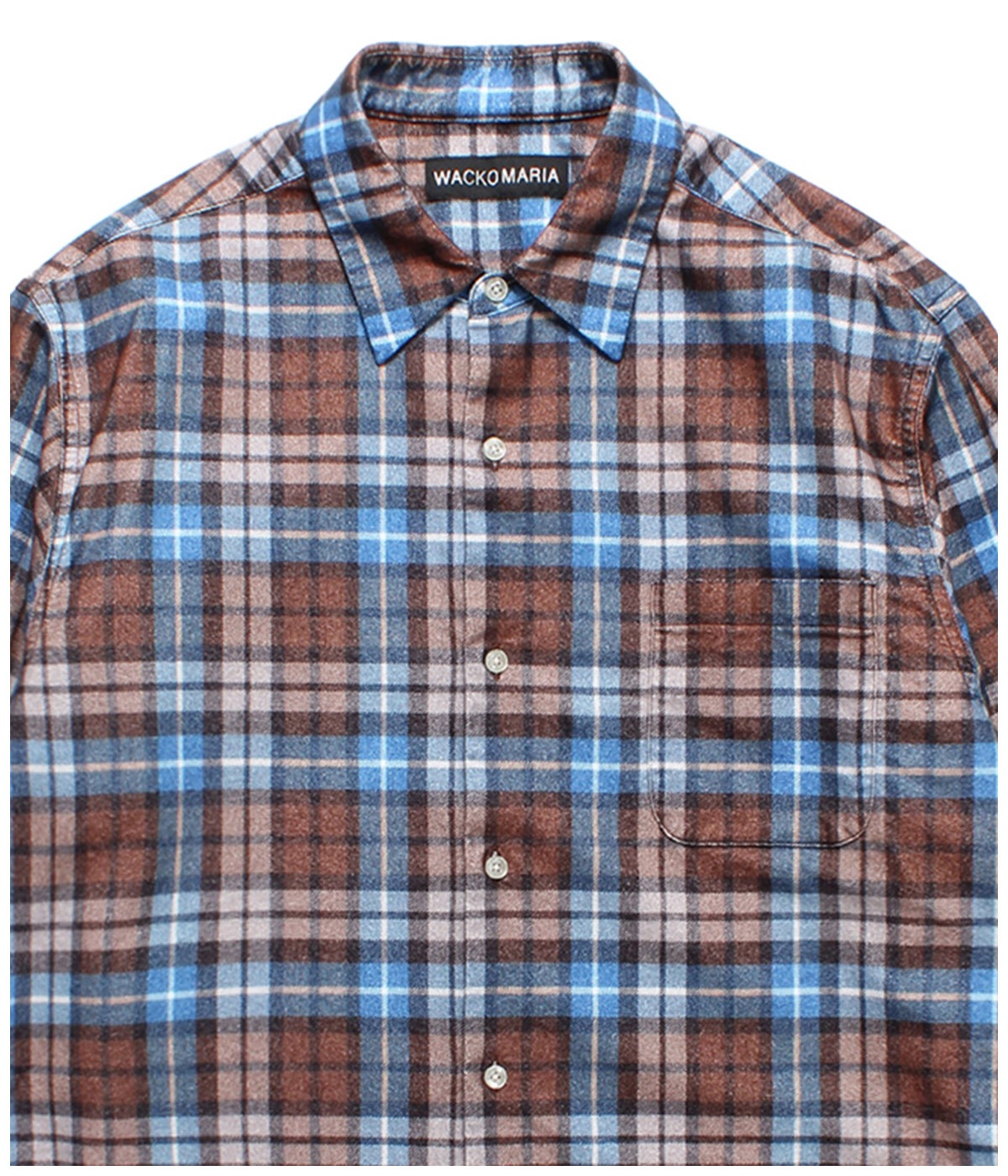 CHECK FLANNEL REGULAR COLLOR SHIRT (TYPE-1)【BROWN】｜WACKO MARIA