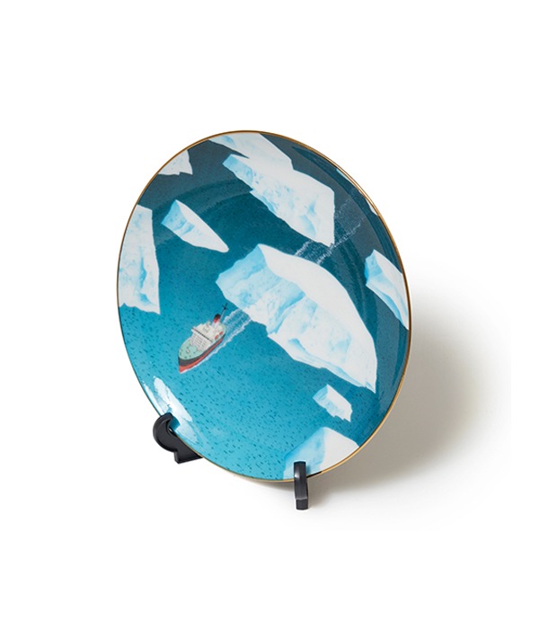 Ship & icebergs Plate【BLUE】