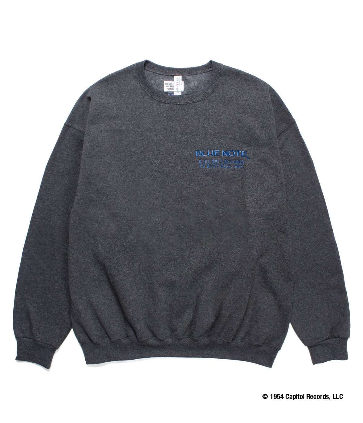WACKO MARIA BLUE NOTE スウェット(TYPE-4) BLUE NOTE / CREW NECK SWEAT SHIRT (TYPE-4)【CHARCOAL