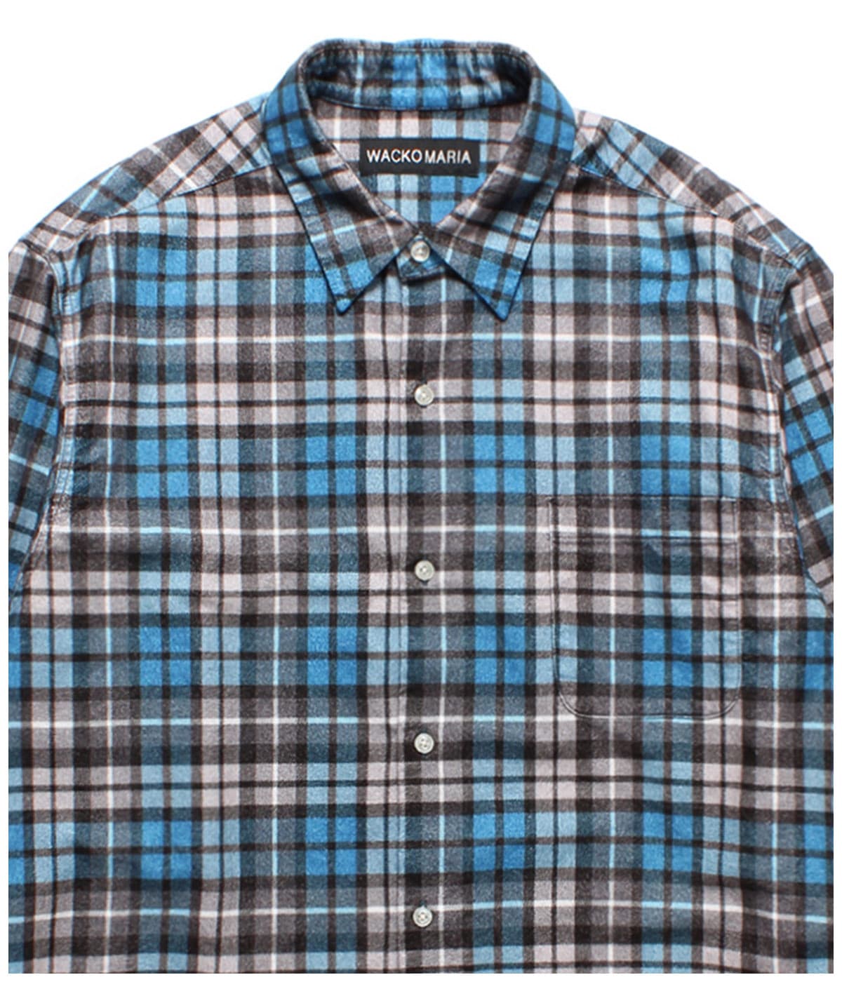 CHECK FLANNEL REGULAR COLLOR SHIRT (TYPE-1)【BLUE】｜WACKO MARIA