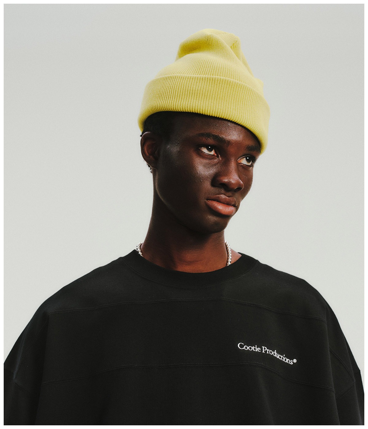 Plaited Jersey Paneling Border S/S Tee【BLACK】