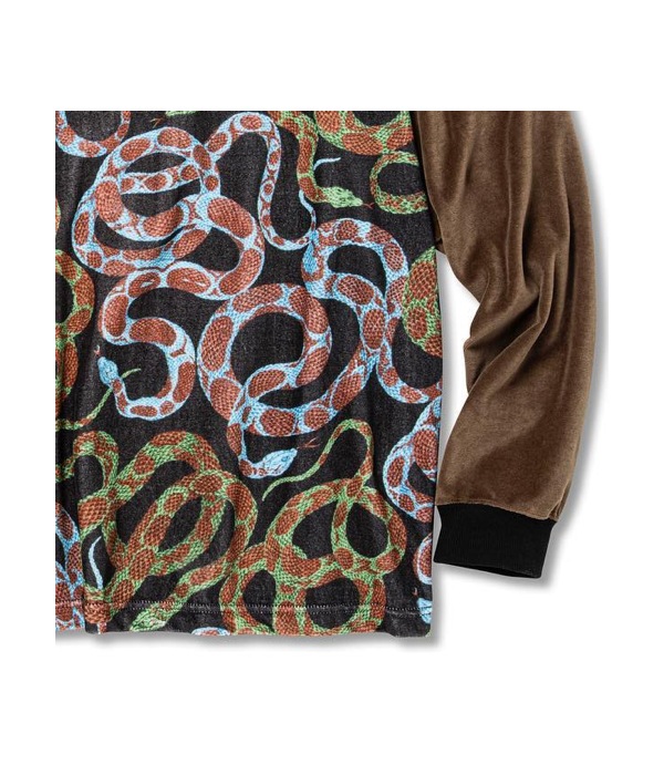 ALLOVER SNAKE PATTERN VELOR CUTSEW (TYPE-B)【KHAKI】