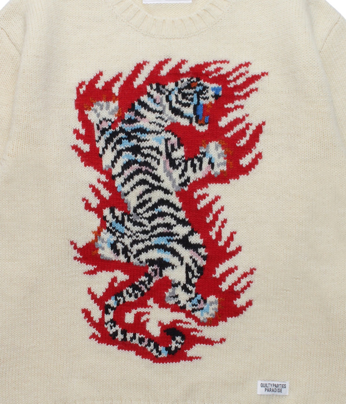 TIM LEHI / INTARSIA CREW NECK SWEATER【WHITE】｜WACKO MARIA
