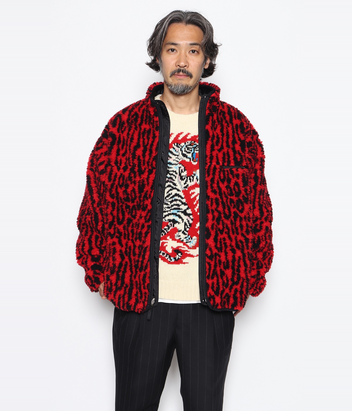 TIM LEHI / INTARSIA CREW NECK SWEATER【WHITE】｜WACKO MARIA