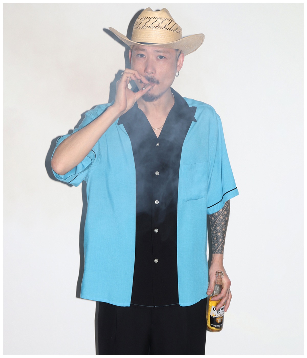 SWITCHING 50'S OPEN COLLAR SHIRT (TYPE-2)【BLUE】｜WACKO MARIA