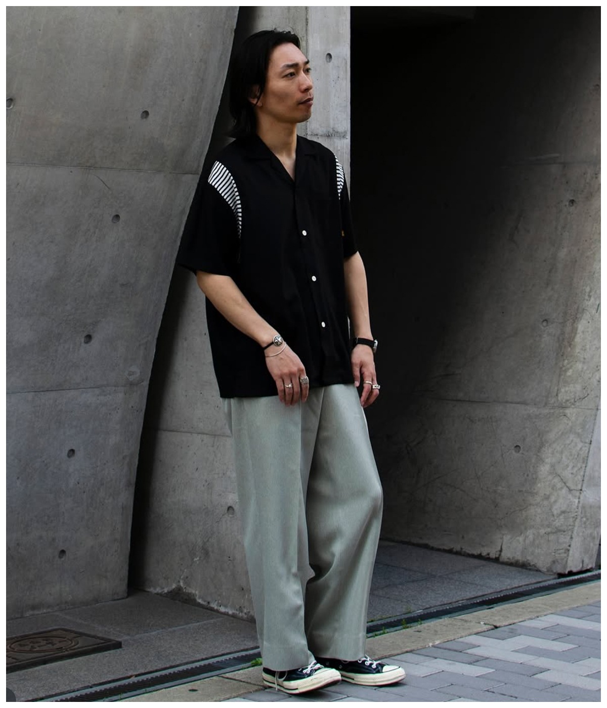 VINTAGE TYPE RIB BOWLING SH【BLACK】｜CALEE｜MELTING POT（正規取扱