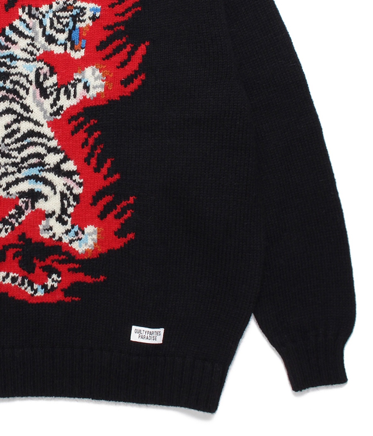 TIM LEHI / INTARSIA CREW NECK SWEATER【BLACK】｜WACKO MARIA
