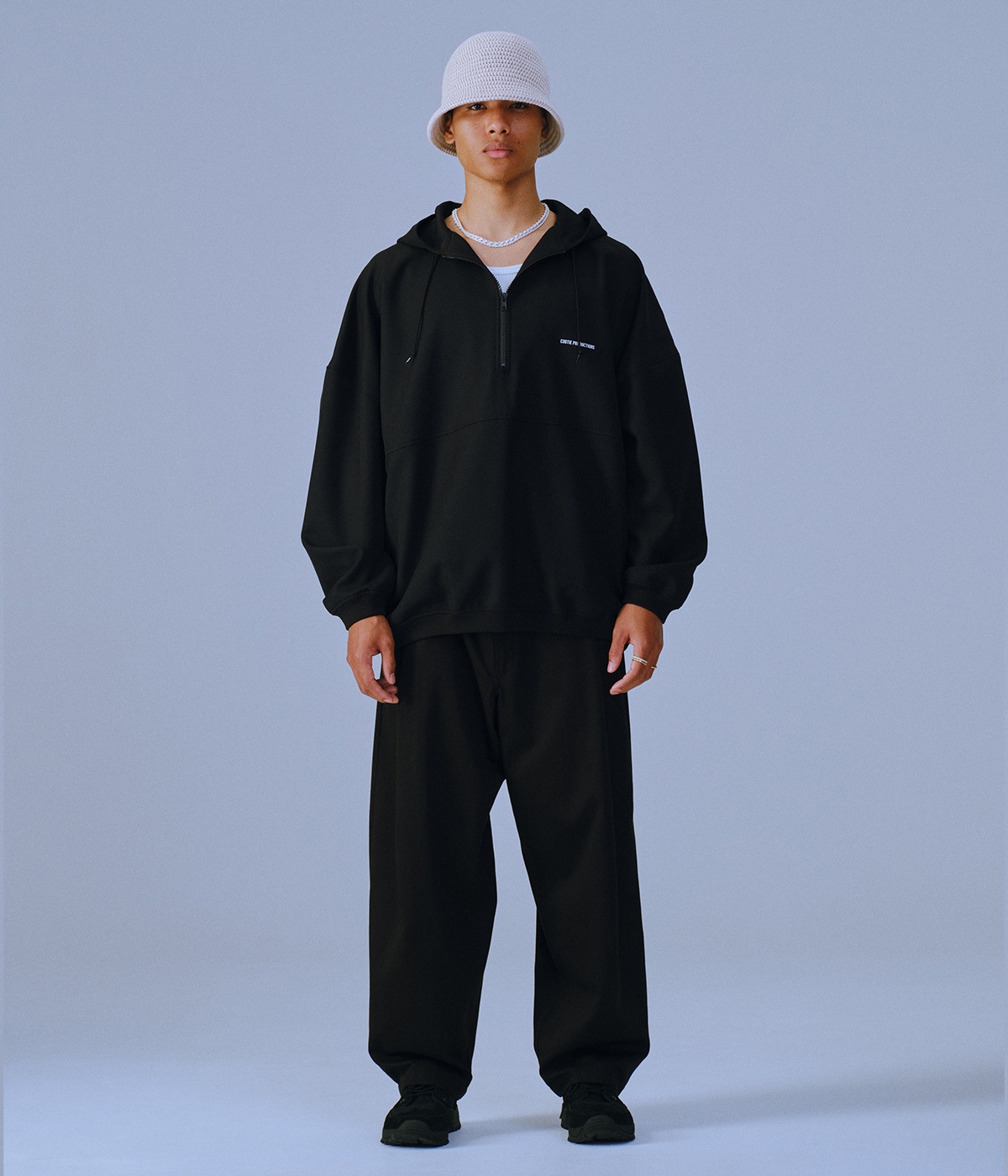 【COOTIE】Polyester Twill Half Zip Hoodie