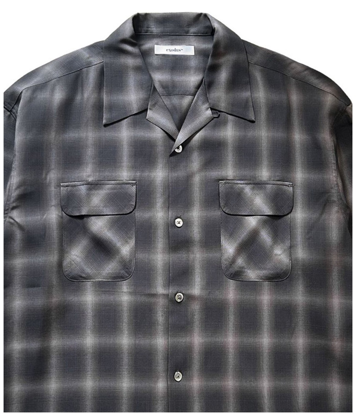 RAYON OMBRE CHECK L/S SHIRT【BLACK】