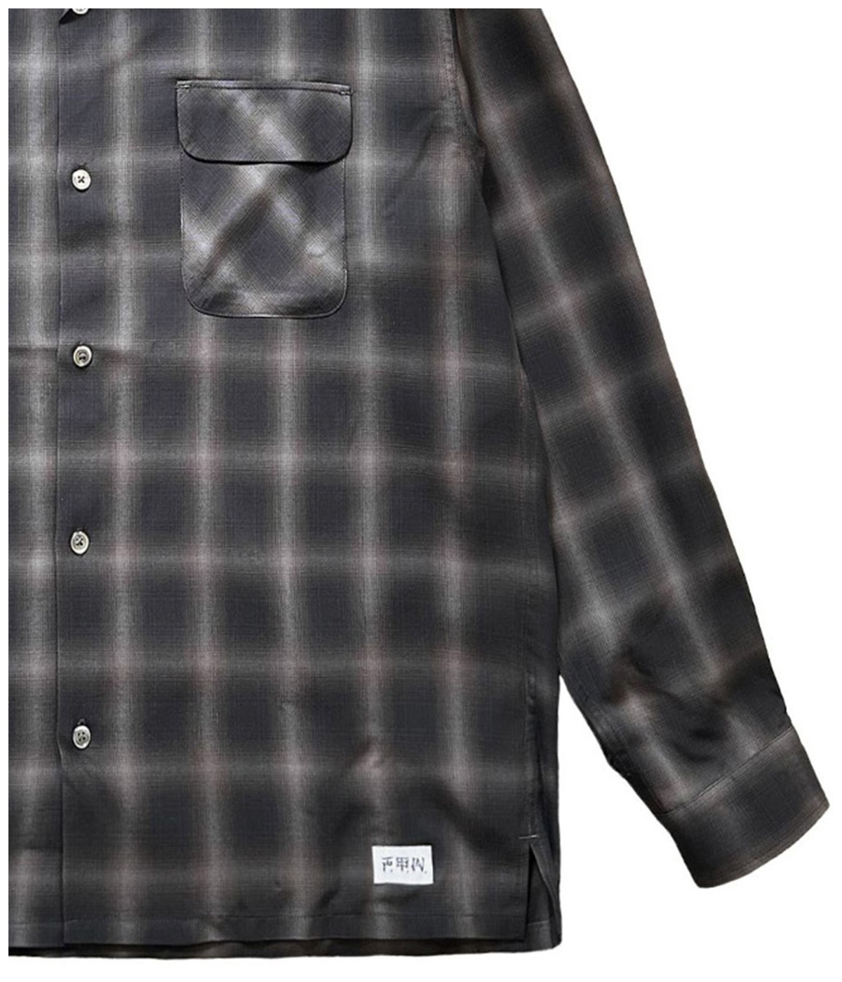 RAYON OMBRE CHECK L/S SHIRT【BLACK】