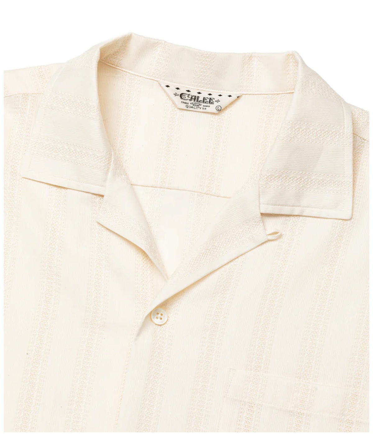 VINTAGE TYPE LENO CLOTH OPEN COLLAR SHIRT【WHITE】｜CALEE｜MELTING 