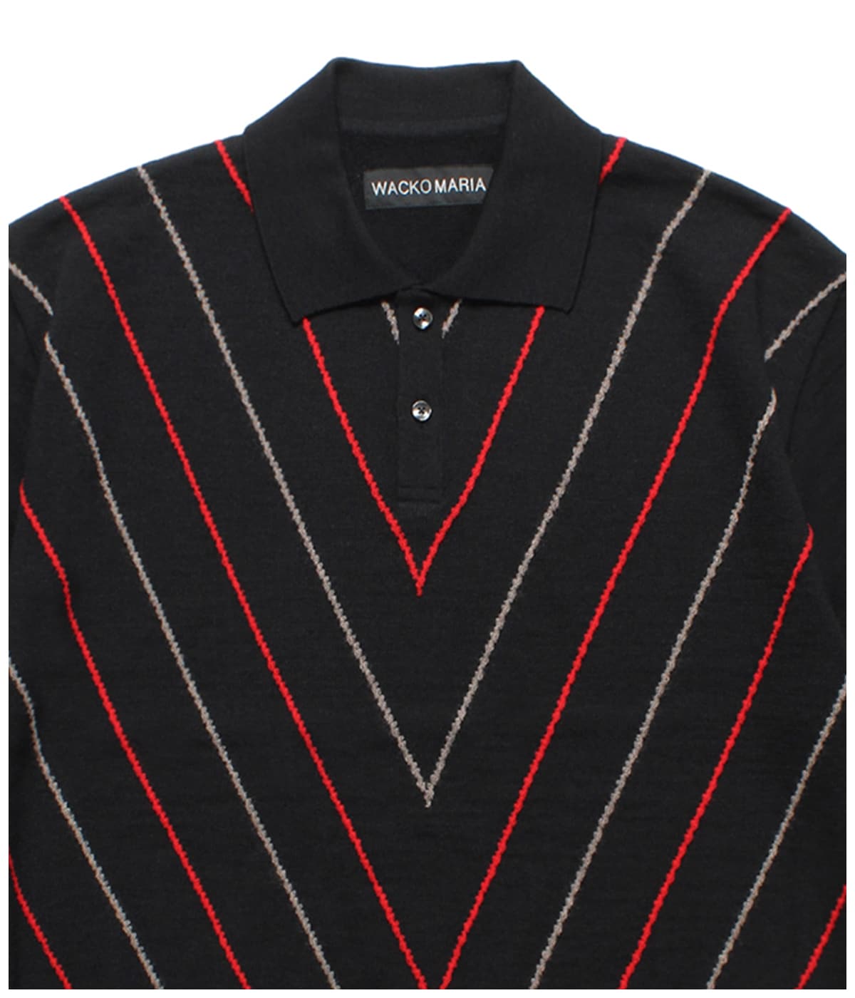 INTARSIA KNIT POLO SHIRT【BLACK-RED】｜WACKO MARIA｜MELTING POT