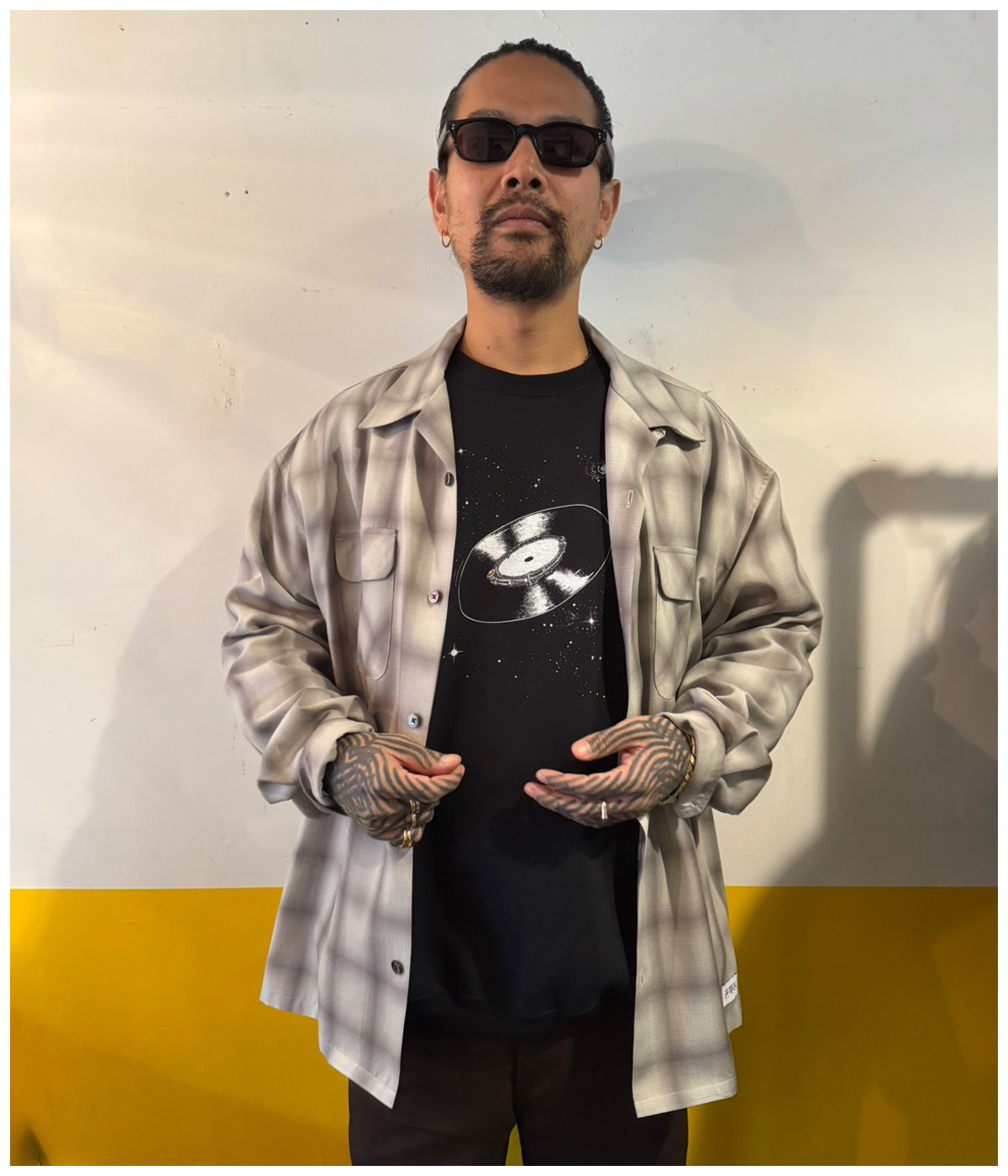 RAYON OMBRE CHECK L/S SHIRT【WHITE】