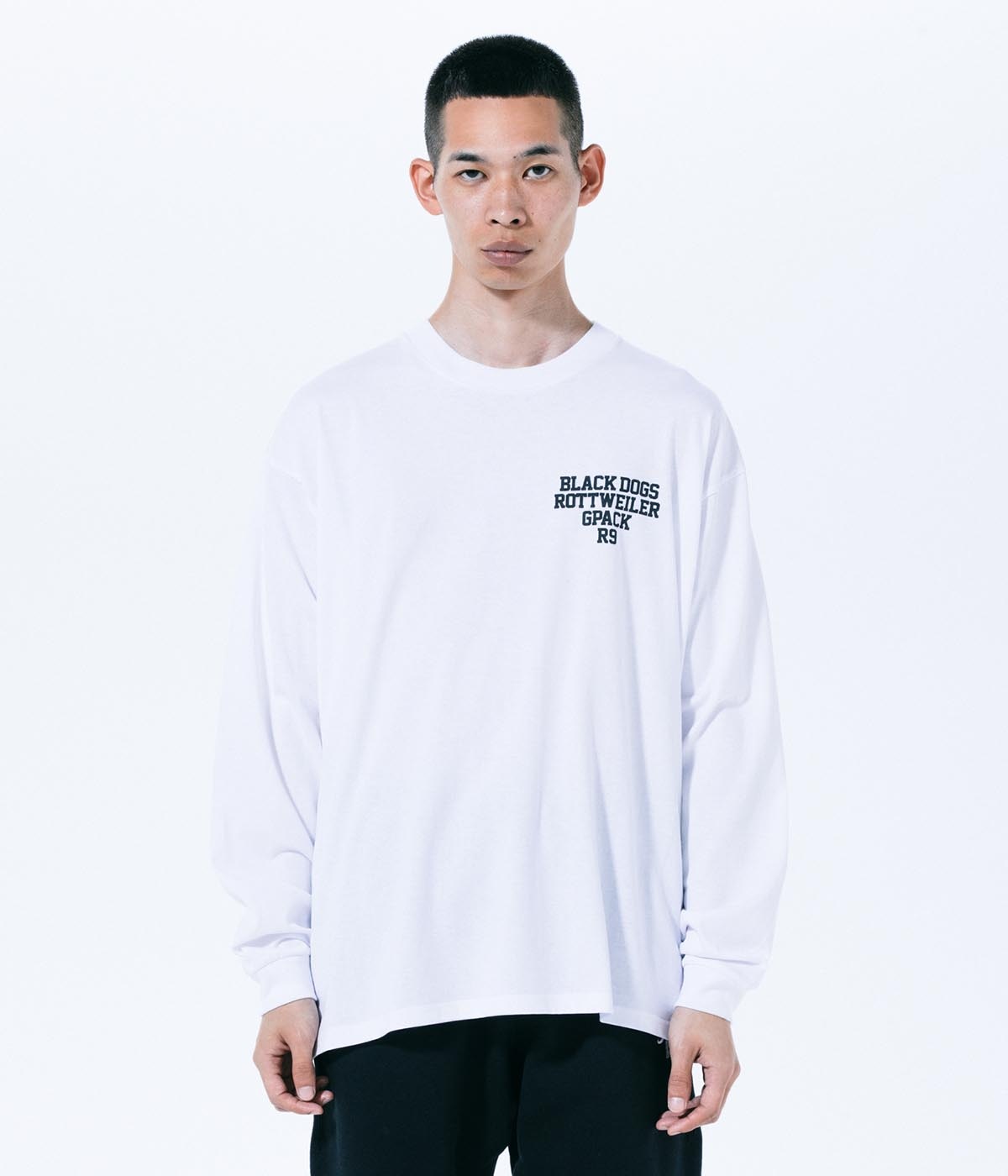 COLLEGE RW L/S TEE【WHITE】