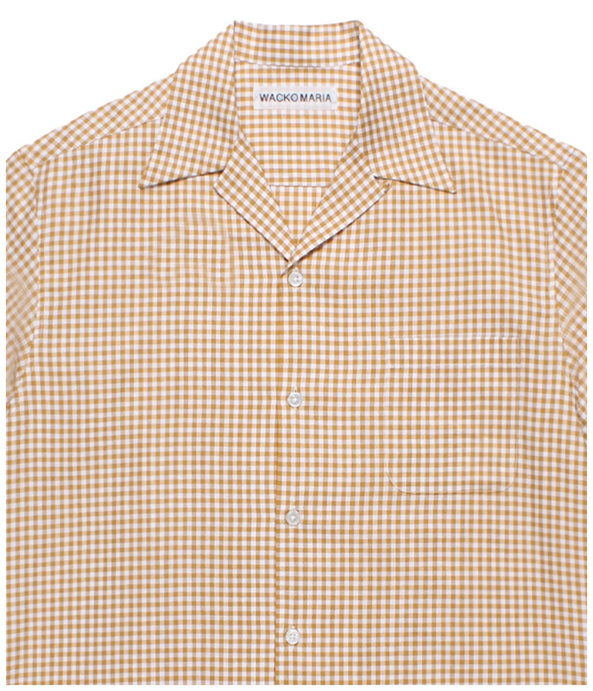 BEZ TEKSTIL / GINGHAM CHECK OPEN COLLAR SHIRT【YELLOW】