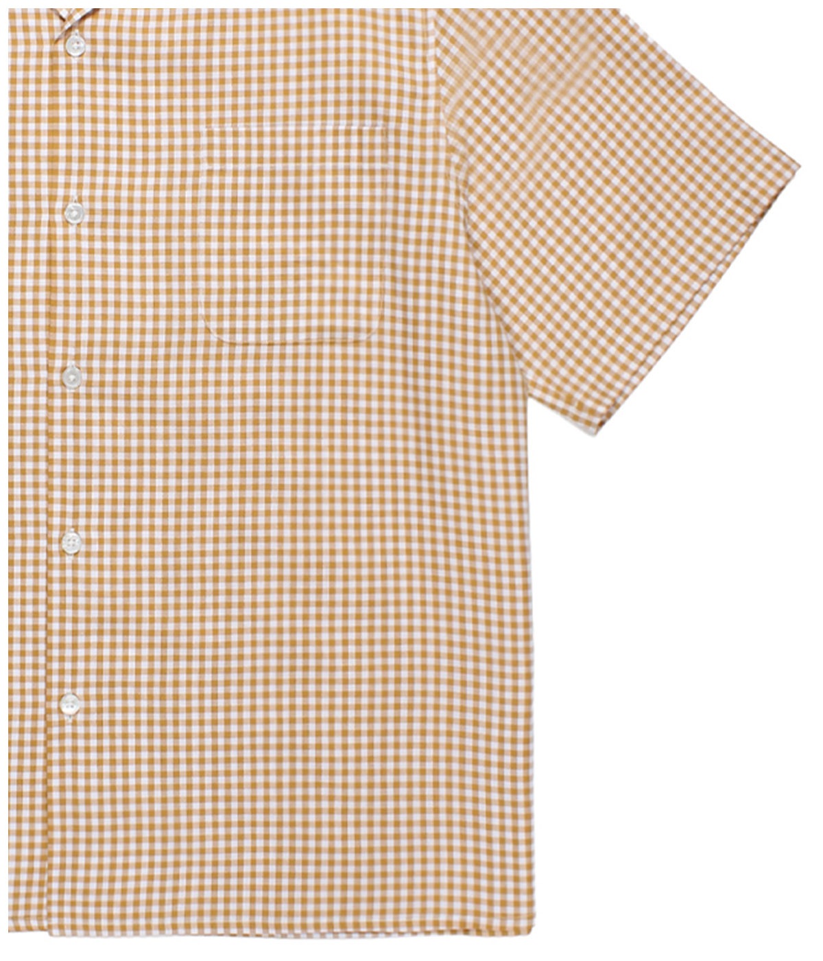 BEZ TEKSTIL / GINGHAM CHECK OPEN COLLAR SHIRT【YELLOW】