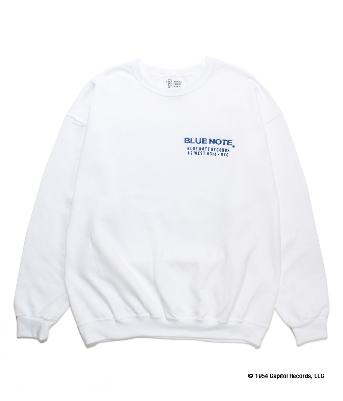 BLUE NOTE / CREW NECK SWEAT SHIRT (TYPE-1)【WHITE】｜WACKO MARIA 