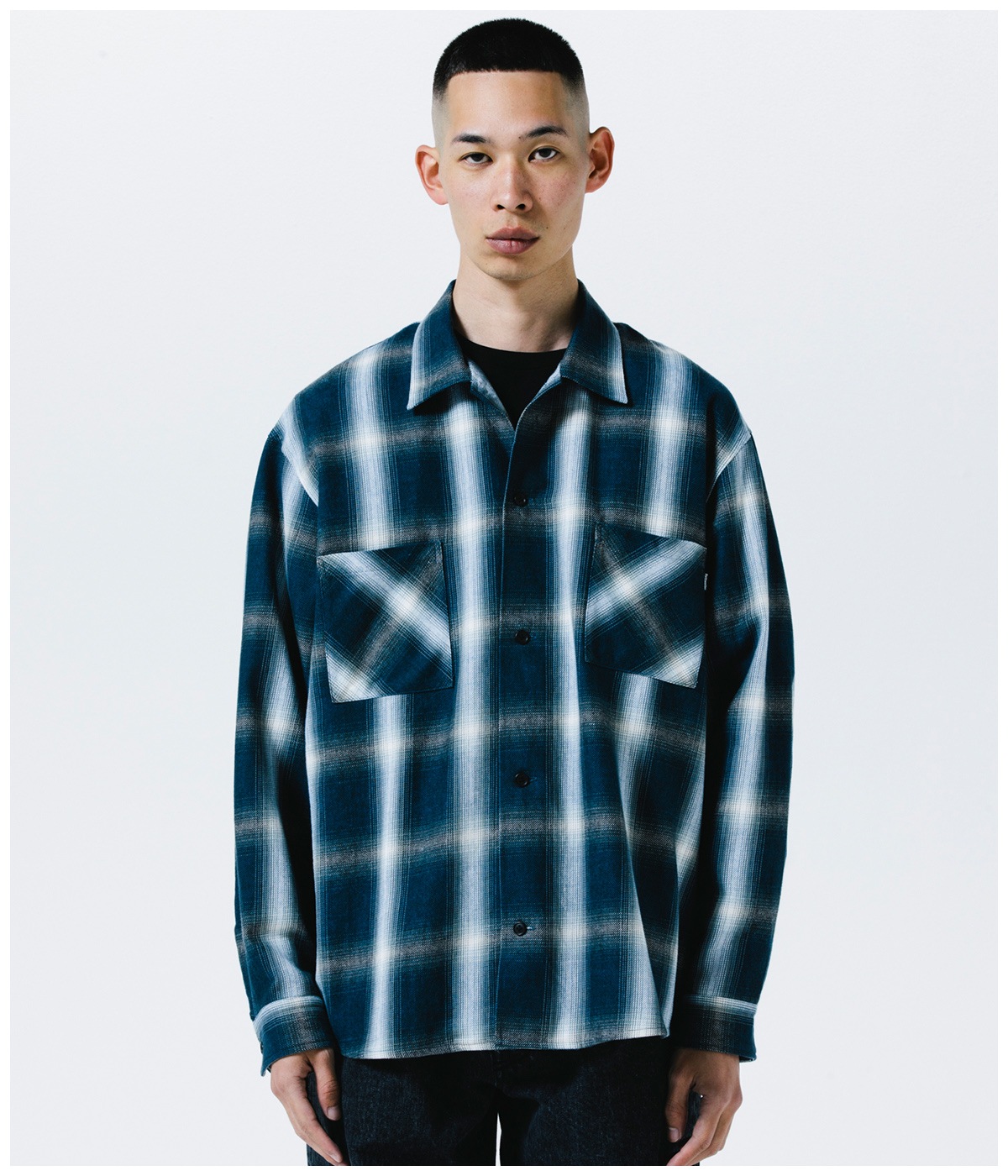 R9 OMBRE CHECK SHIRT【BLUE】｜ROTTWEILER｜MELTING POT（正規取扱店