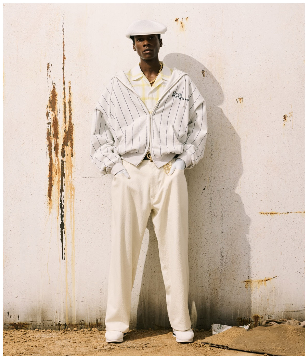 Allover Print Open End Yarn Sweat Zip Hoodie【OATMEAL】