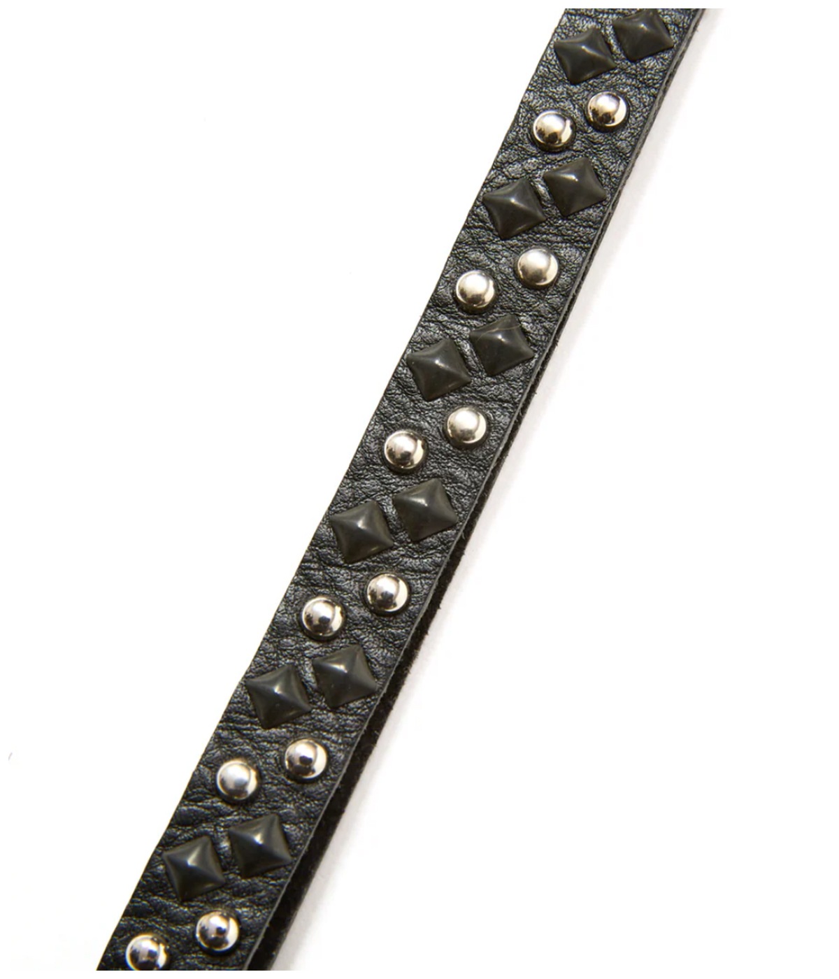 ROUND & PYRAMID STUDS LEATHER SHORT KEY RING【BLACK】