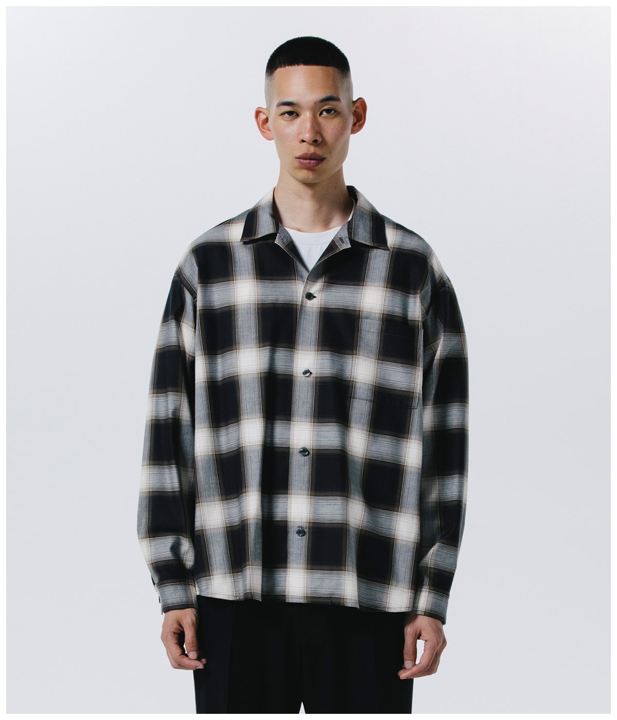 maison mill OPEN COLLAR SHIRTS グレーチェック maison mill OPEN COLLAR SHIRTS グレーチェック