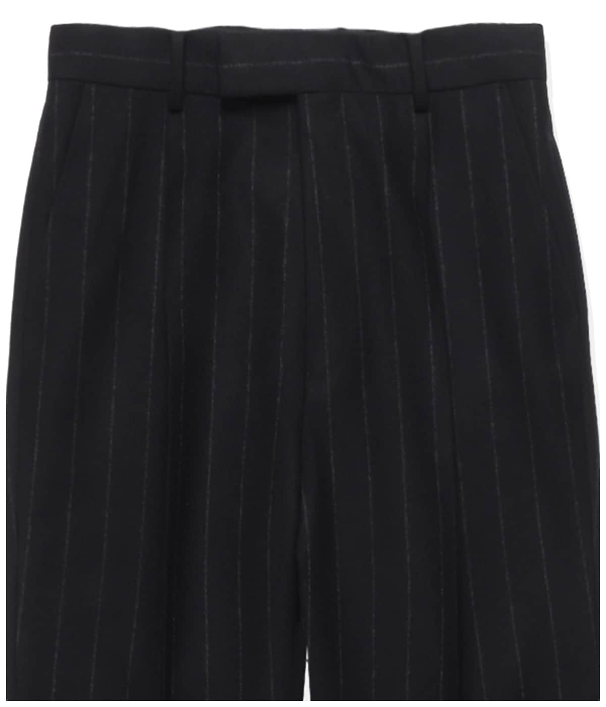DORMEUIL / CHALK STRIPE PLEATED TROUSERS (TYPE-2) -GRAY