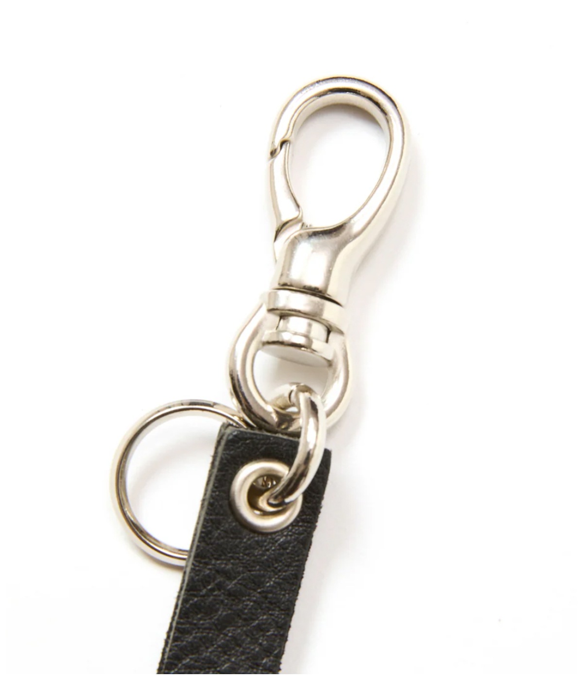 ROUND & PYRAMID STUDS LEATHER LONG KEY RING【BLACK】
