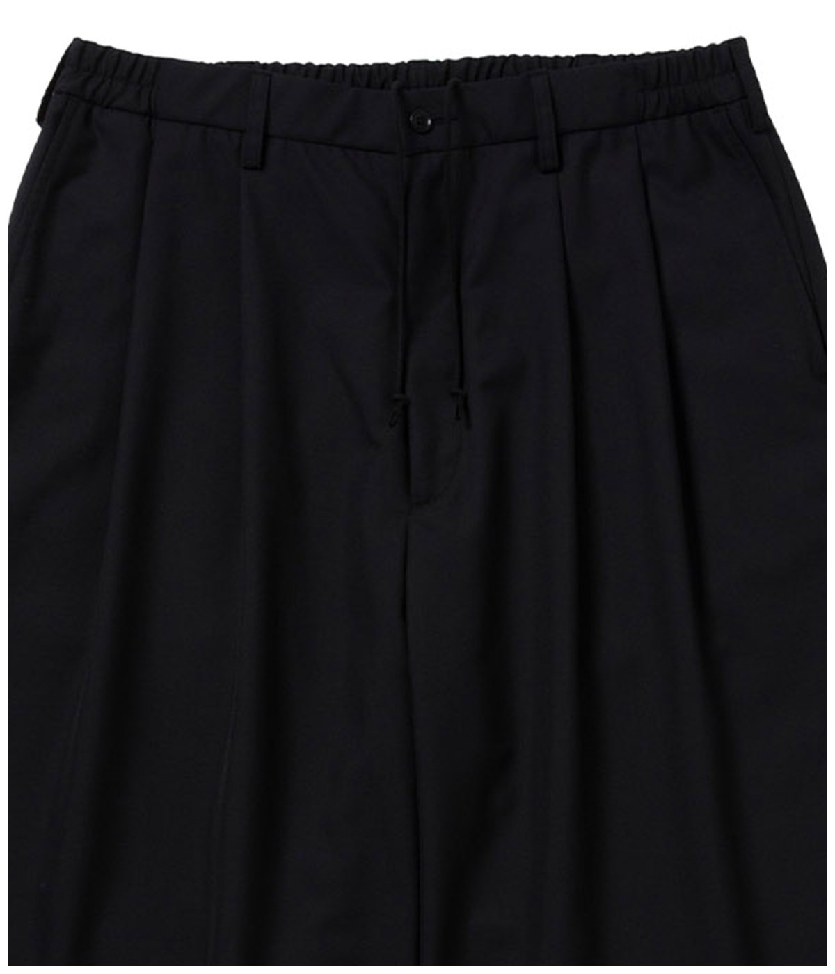 T/W Saxony Shin Cut Wide Easy Trousers【BLACK】｜COOTIE