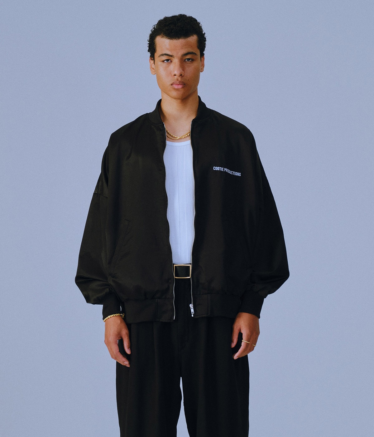 C/R Satin Embroidery Blouson【BLACK】