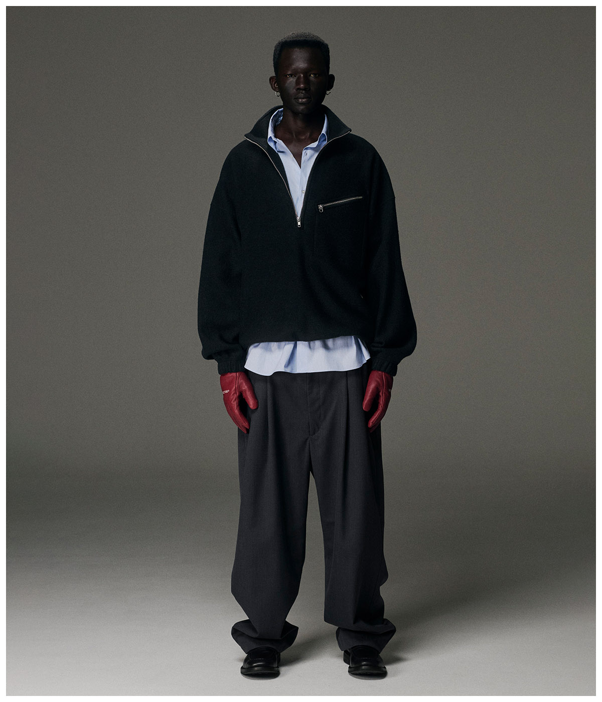 T/W Saxony 2 Tuck Wide Easy Trousers【GRAY】｜COOTIE