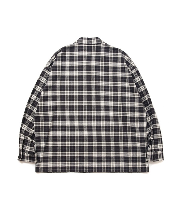OPEN COLLAR CHECK SHIRT【WHITE】