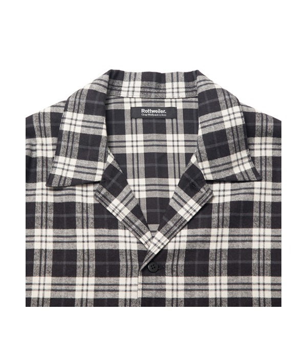 OPEN COLLAR CHECK SHIRT【WHITE】