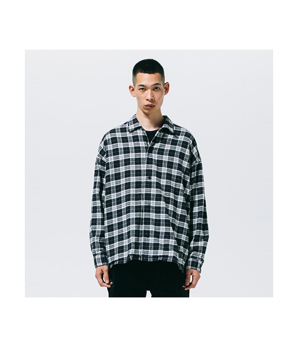OPEN COLLAR CHECK SHIRT【WHITE】｜ROTTWEILER｜MELTING POT（正規
