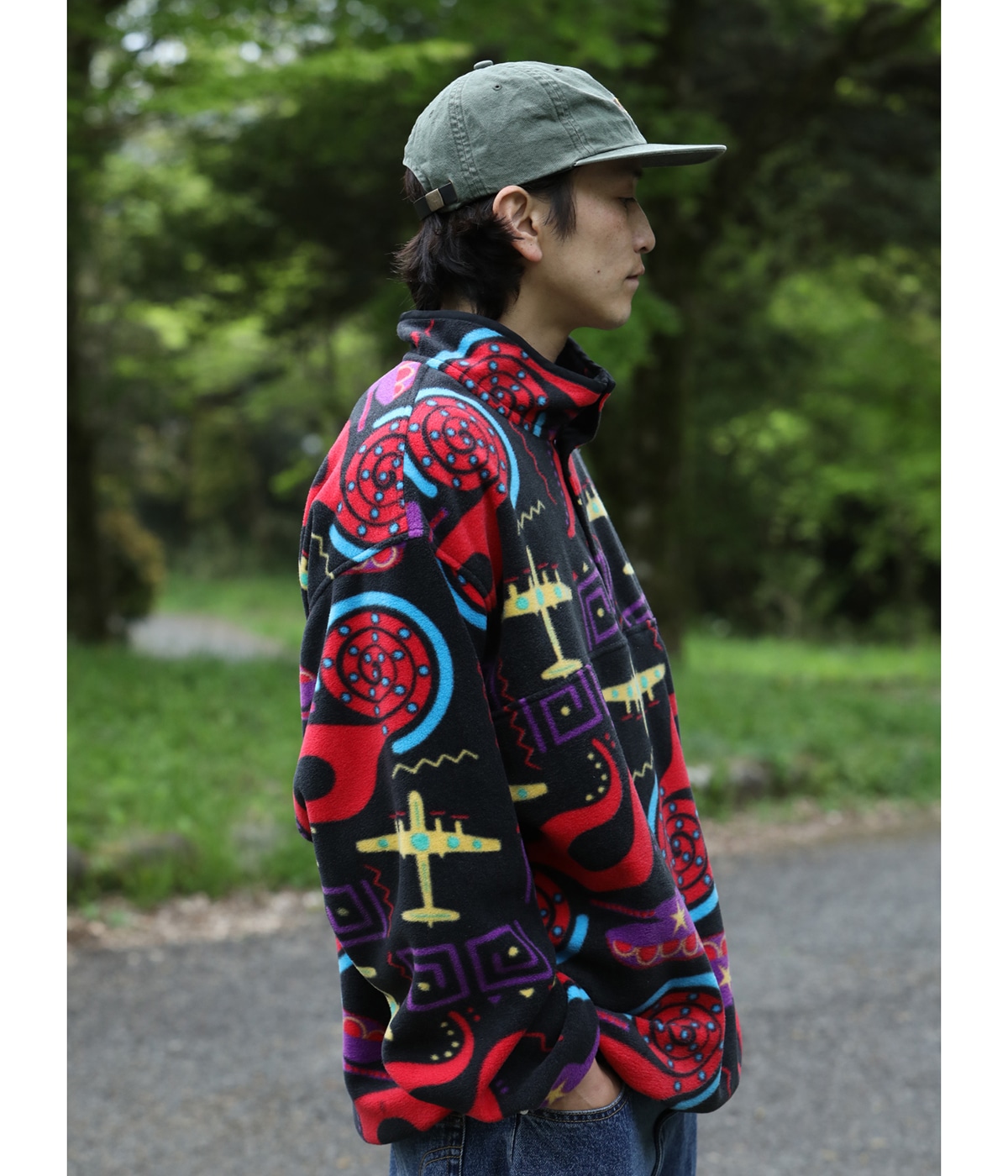 90'S PRINTED FLEECE【BLACK】